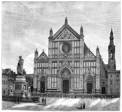 Kyrkan och piazzan i Santa Croce-basilikan, Florens, Italien, 1882 av Unbekannt