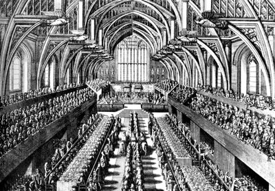 Kröningsceremonin av James II i Westminster Hall, London, 1685 c1905 av Unbekannt