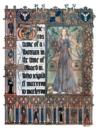 Dräkten av en kvinna under Edward III:s regeringstid, 1909 av Unbekannt