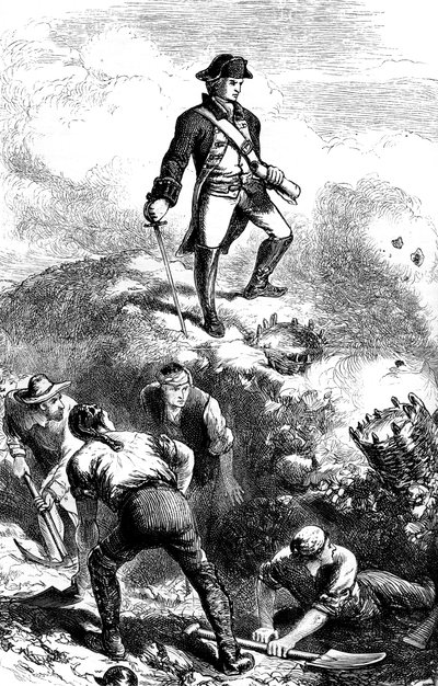Försvaret av Breeds Hill, Prescott i redutten, 1775 c1880 av Unbekannt