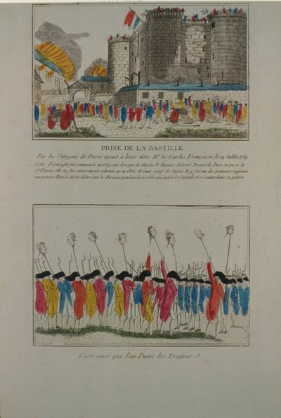 Rivningen av Bastiljen, 14 juli 1789, 1789 av Unbekannt