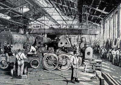 Byggandet av Baldwin Locomotive Works. av Unbekannt