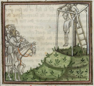 Avrättningen av Enguerrand de Marigny. Från Grandes Chroniques de France, 1300-talet. av Unbekannt