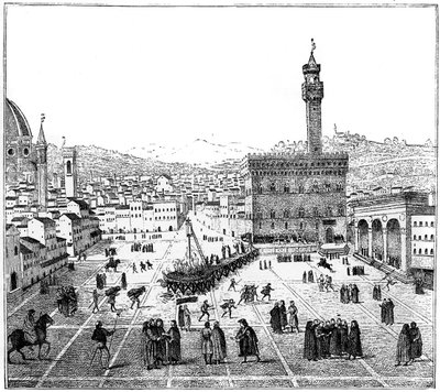 Avrättningen av Girolamo Savonarola på Piazza Della Signoria, Florens, 1882 av Unbekannt