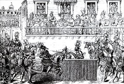 Den dödliga såringen av kung Henrik II av Frankrike. av Unbekannt