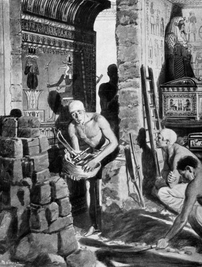 Den slutliga inredningen och förseglingen av Tutankhamons grav, Egypten, 1325 f.Kr. 1933-1934 av Unbekannt