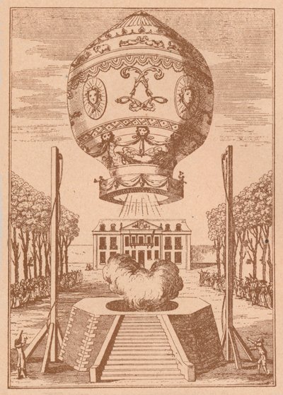 Den första ballonguppstigningen, c1785 1919 av Unbekannt