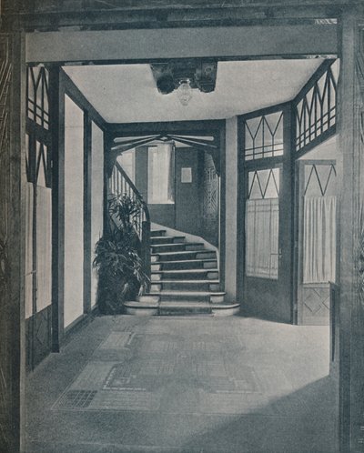 Golvet och trappan i Behrens House, designad av Peter Behrens, 1901 av Unbekannt