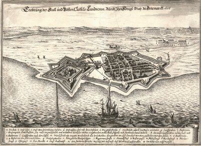 Befästningarna i Landskrona, Sverige, erövrade av danskarna i Skånekriget, 1676 av Unbekannt