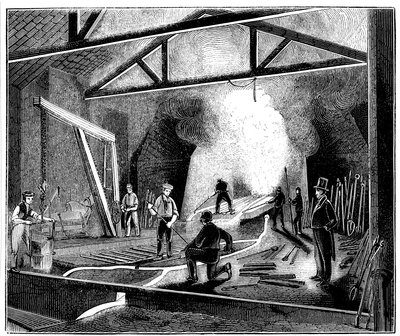 Gjuteriet eller gjuthuset, Butterley Ironworks, Derbyshire, 1844 av Unbekannt