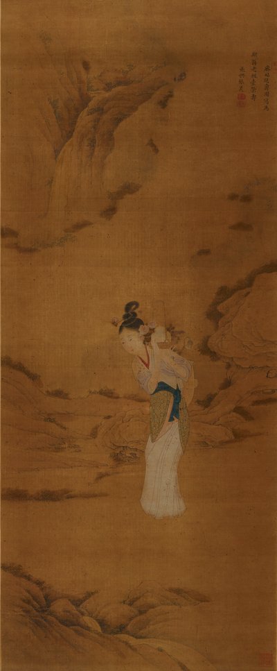 Gudinnan Magu med en korg med blommor, Qingdynastin 1645-1911 av Unbekannt