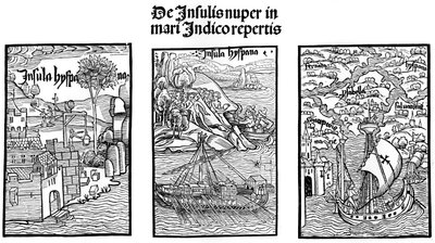 Christopher Columbus landstigning på Hispaniola, 1901 av Unbekannt