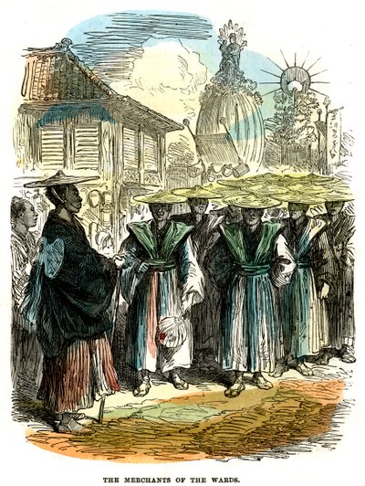 Handlarna i församlingen, nyårsfestivalprocession i Yokohama, Japan, 1872 av Unbekannt
