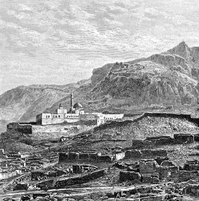 Moskén och ruinkvarteren i Bayazid Dogubayazit, Turkiet, 1895 av Unbekannt