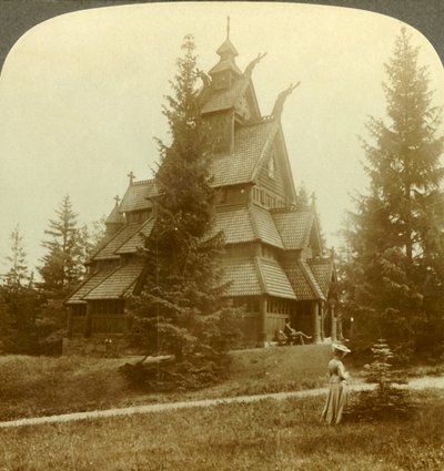 Den gamla kyrkan i Gol, ett pittoreskt 1100-tal. Byggnad i Osoarshal, Norge, c1905. av Unbekannt
