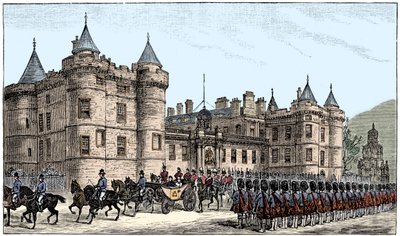 Drottningen lämnar Holyrood Palace, Edinburgh, 1886, 1900 av Unbekannt