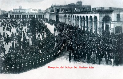 Mottagandet av biskop Mariano Soler, Montevideo, Uruguay, ca 1900-talet av Unbekannt