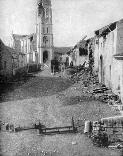 Ruinerna av en by i Lorraine, första världskriget, 1915 av Unbekannt