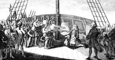Skjutningen av amiral Byng ombord på Monarque, 1757 av Unbekannt