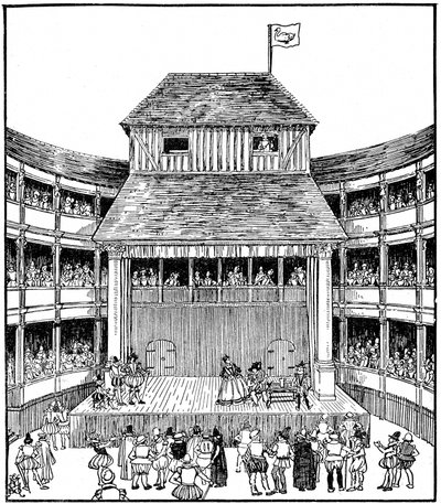Teater eller Playhouse på Elizabeth I:s tid av Unbekannt