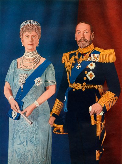 Deras majestäter kung George V och drottning Mary vid tiden för deras silverjubileum 1935, 1951. av Unbekannt