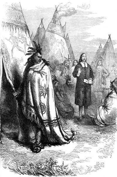 Thomas Mayhew and the Narragansett sachem, 1600-talet c1880 av Unbekannt