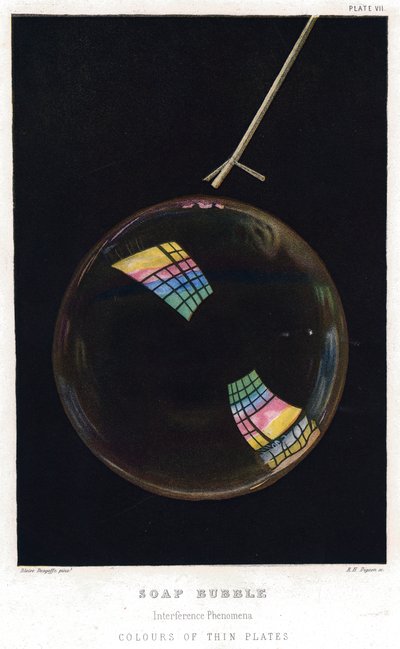 Thomas Young 1773-1829, Tunna filmer illustrerade med såpbubbla, 1872 av Unbekannt