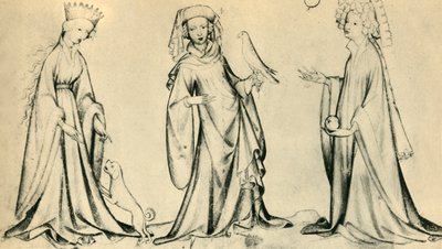 Tre unga kvinnor, c1400, 1943. av Unbekannt