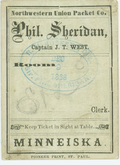 Ticket for the steamboat Phil. Sheridan, December 9, 1868 av Unbekannt