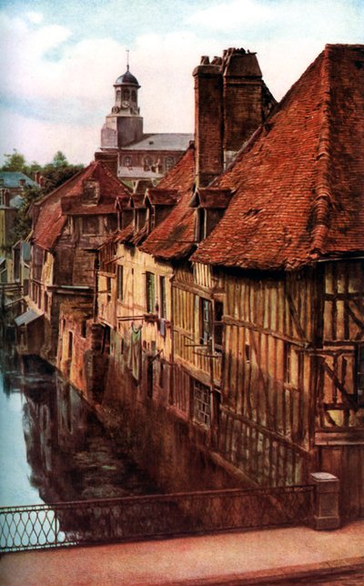 Timmerhus vid Pont de Caen i Caudebec-en-Caux, Normandie, Frankrike, c1930-talet av Unbekannt
