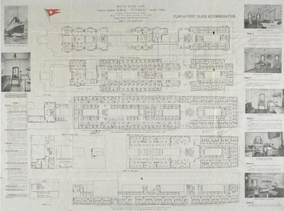 Titanic första klass däcksplan, 1911 av Unbekannt