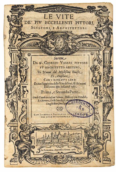 Titelsida från: Giorgio Vasari, The Lives of the Most Excellent Italian Painters, Sculptors, 1568. av Unbekannt