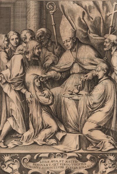 Toribio Alfonso Mogrovejo bekräftar Rose of Lima, 1670. av Unbekannt
