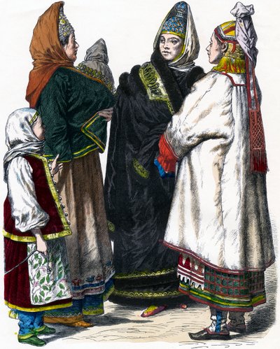 Traditionell rysk dräkt, c1850 av Unbekannt