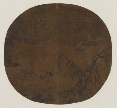 Resenärer under pilträd, Yuan- eller Mingdynastin, 1279-1644. av Unbekannt