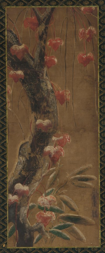 Träd, höstranka och snö, Edo-perioden, 1615-1868. av Unbekannt