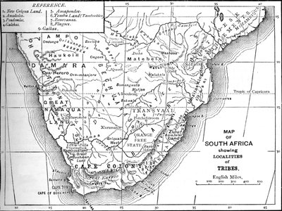 Stamkarta över Sydafrika, c1880 av Unbekannt