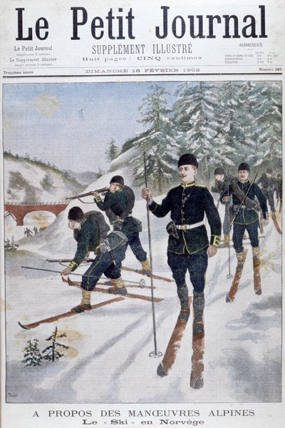 Trupper på skidor på alpina manövrar, Norge, 1902 av Unbekannt