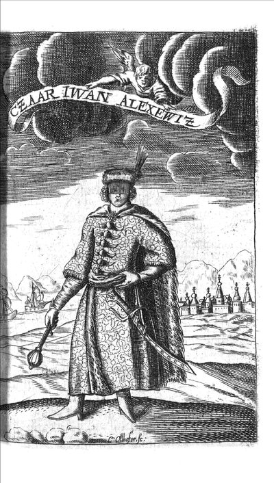 Tsar Ivan V Alexeyevich från Georg Adam Schleissing Derer beiyden Czaaren i Reussland Ivan och Peter Alexewiz, 1693 av Unbekannt