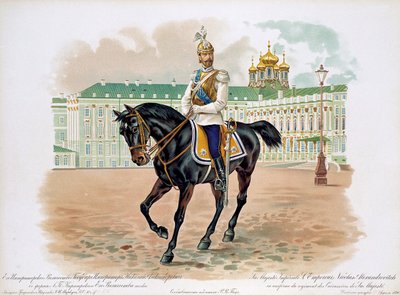 Tsar Nicholas II av Ryssland i uniformen av His Majestys Life Cuirassiers Guard Regemente, 1896 av Unbekannt