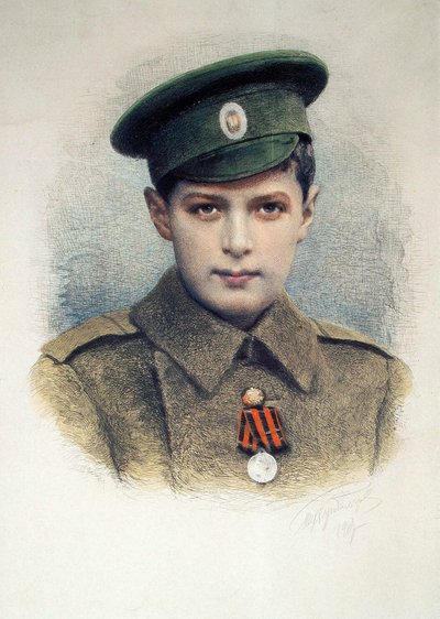 Tsarevich Alexei som lanskorpral i den ryska armén, 1917 av Unbekannt