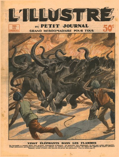 Tjugo elefanter i lågorna, 1932. av Unbekannt