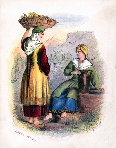 Två grekiska kvinnor, c1809 av Unbekannt