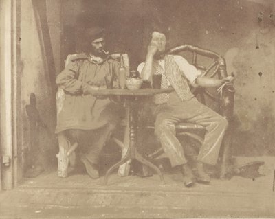 Två män vid ett bord, 1850-talet. av Unbekannt