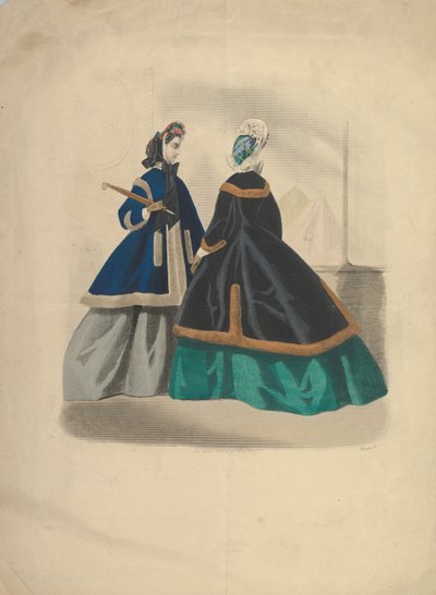Två kvinnor som bär rockar, 1863-64. av Unbekannt