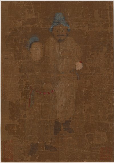 Två mansfigurer, stående, Mingdynastin, 1600-talet. av Unbekannt