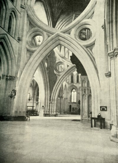 Ovanliga bågar i Wells Cathedral - träffas för att bilda ett St. Andrews Cross och byggdes så 1338 för att av Unbekannt