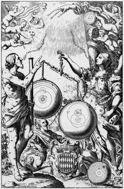 Urania, Astronomins Muse, väger och jämför universums system, 1651 av Unbekannt
