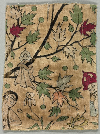 Sammetsfragment, Khusrau ser Shirin badar, 1550-99. av Unbekannt