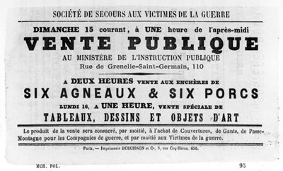 Vente Publique, från franska politiska affischer från Pariskommunen, maj 1871 av Unbekannt